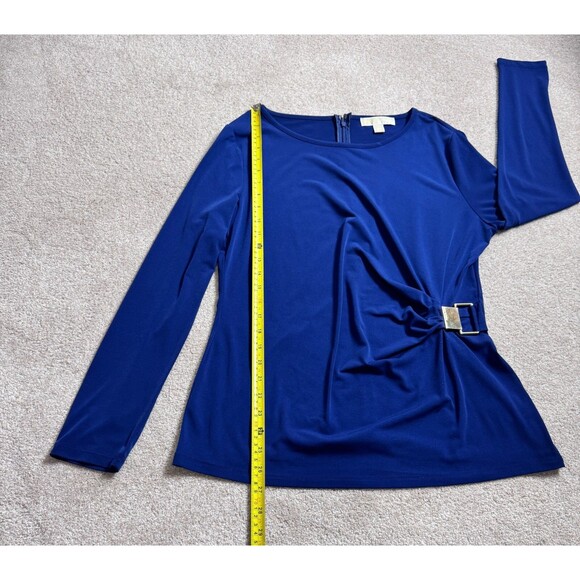Michael Kors Womens Navy Blue Work Top With Side Cinch Buckle Detail Sz XL READ - Picture 9 of 16